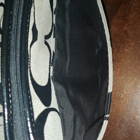 Coach Signature Black and Gray Women's Crossbody Bag. 12" Wide X 10" Tall. - Picture 3 of 13